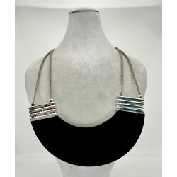 Gümüş Zincirli Siyah Taşlı Kolye